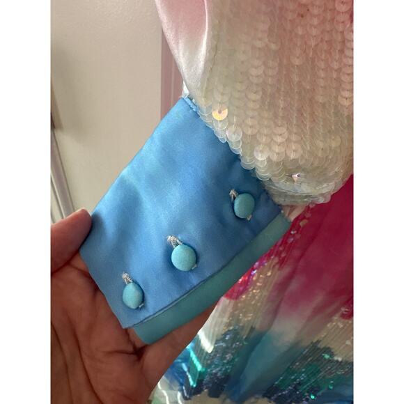 Retrofête Pastel Rainbow Sequin Dessa Maxi Dress XS Long Sleeve Button Front - Picture 10 of 13